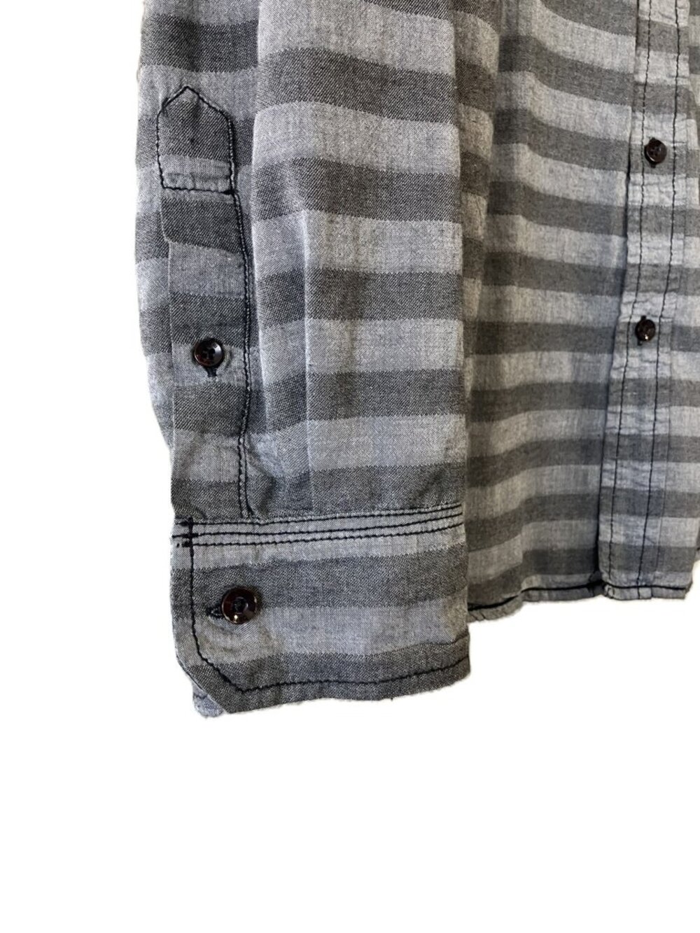 Bar III Men's Long Sleeve Button-Up Shirt - Grey Horizontal Stripe - Size Large - Picture 9 of 12